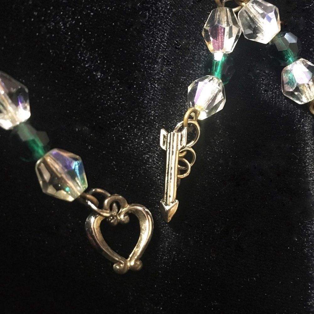 Vintage Crystal & Emerald Old Hollywood Necklace - Picture 2 of 8